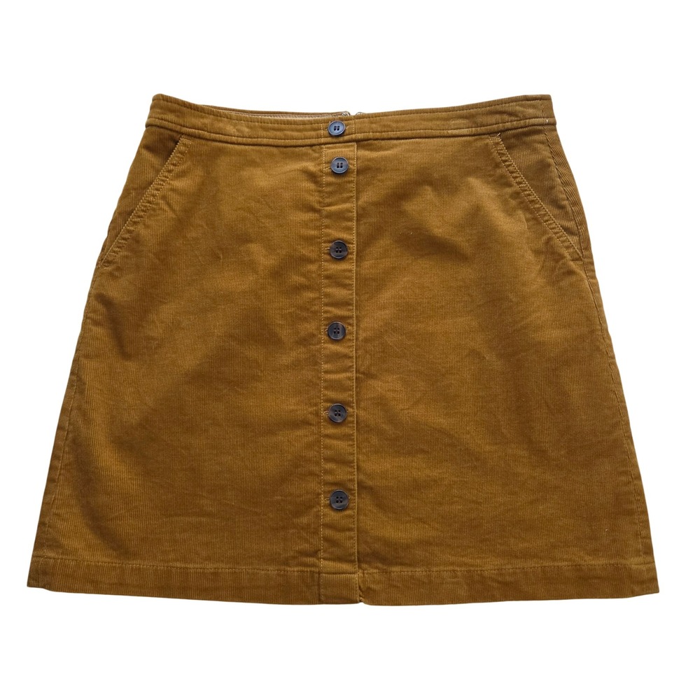 J.Crew Corduroy Faux Button Front Mini Skirt Golden Brandy Size 8 Western Preppy